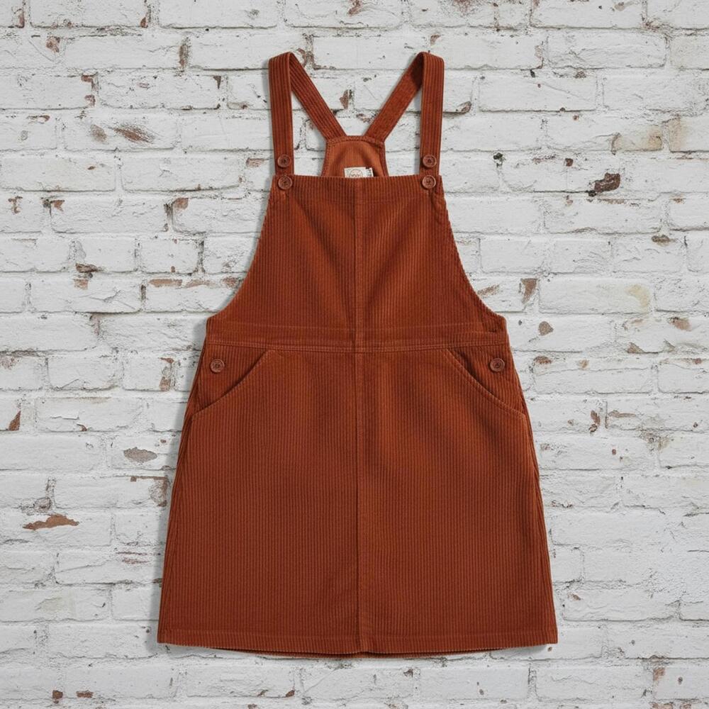 Wonder Nation Corduroy Pinafore Jumper Dress in Rust Orange, Size XL